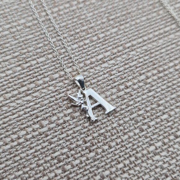 18 Inch Sterling Silver Disney Fairy Letter A Pendant Necklace A3880 - Picture 2 of 6